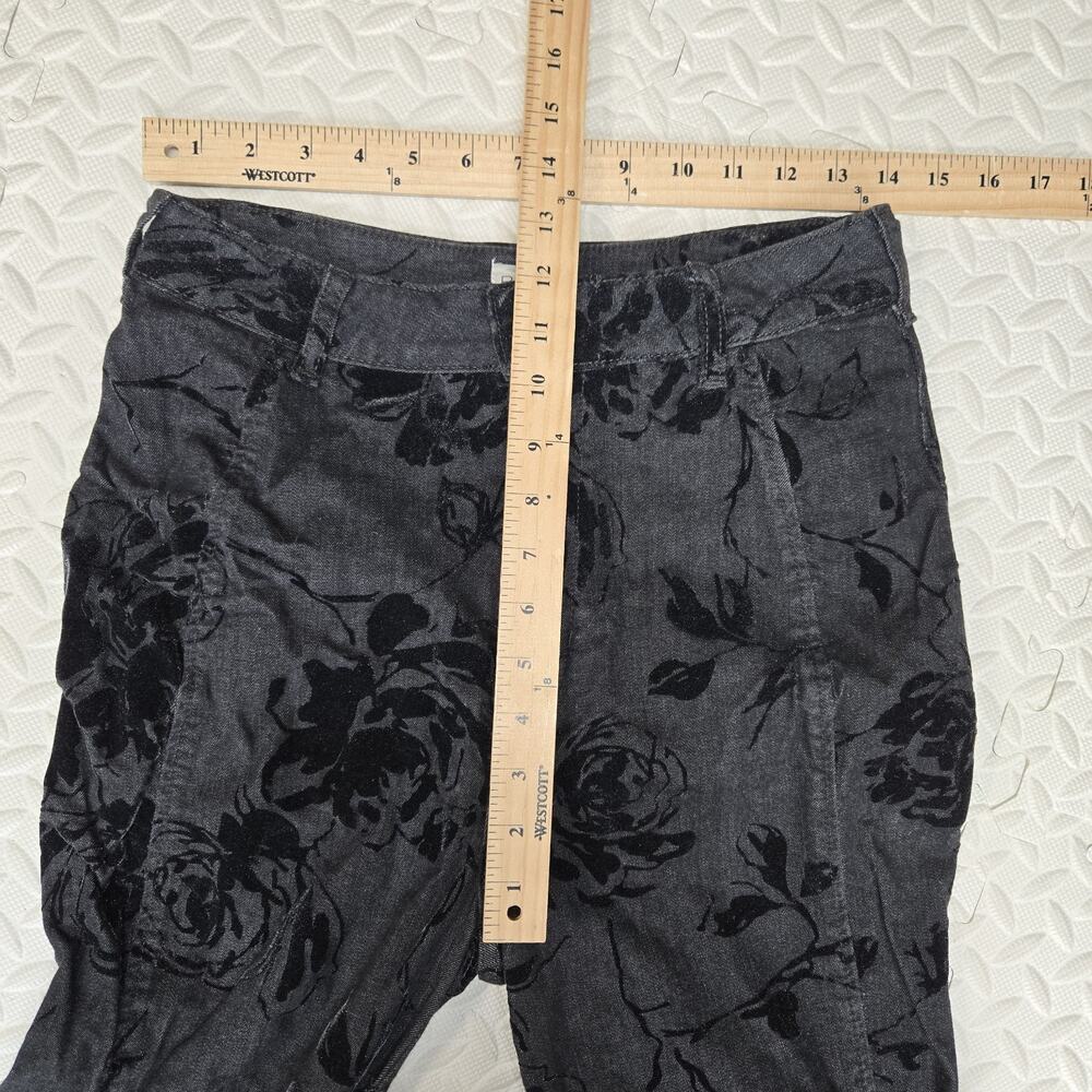 Pilcro High Rise Black Floral Velvet‎ Flare Jeans 30 Whimsygoth Fairy Grunge - Picture 10 of 13